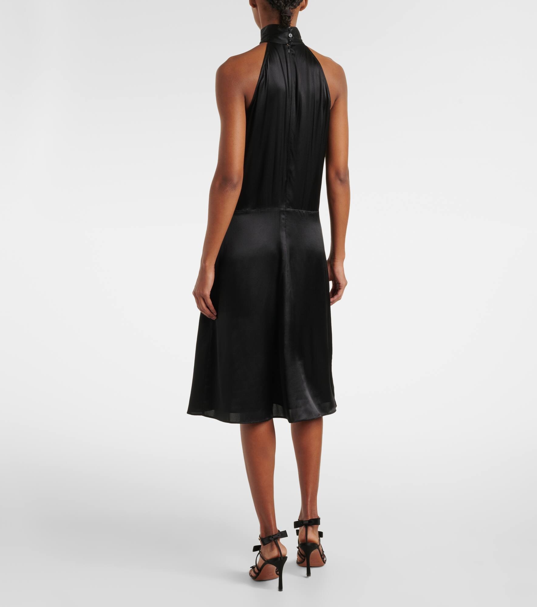 Gathered halterneck satin minidress - 3