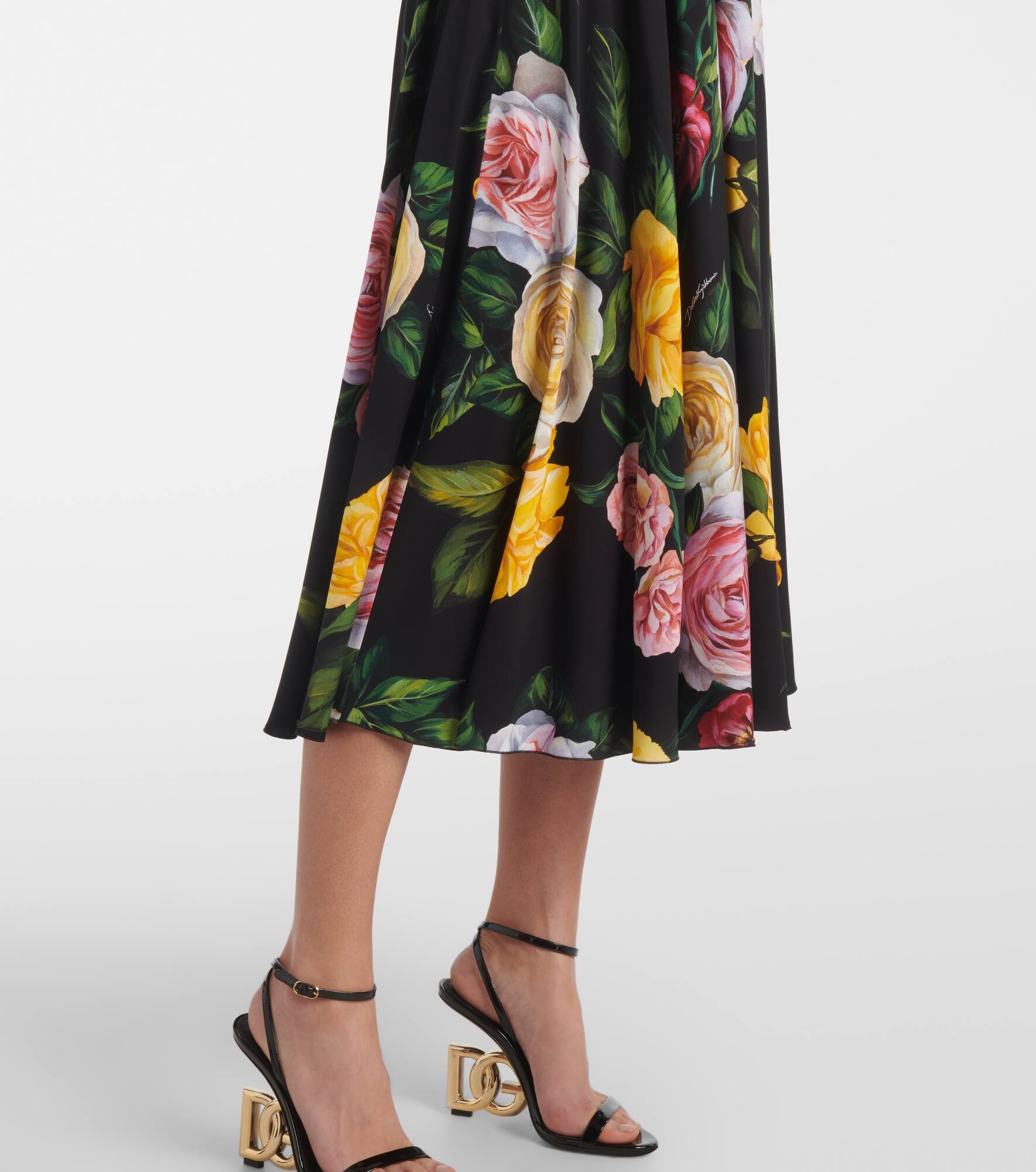 Floral silk-blend charmeuse midi skirt - 5