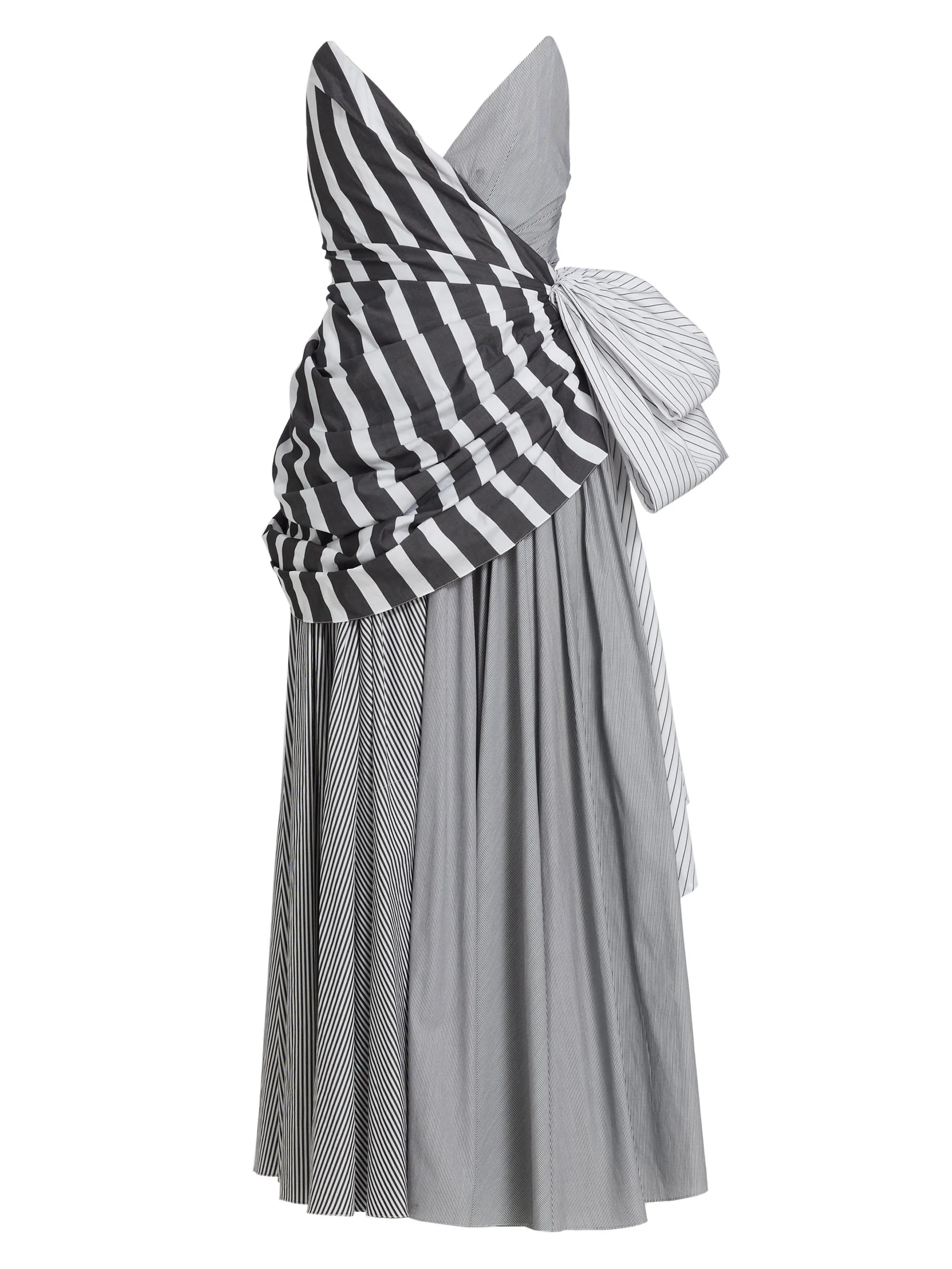 Women's Strapless Draped Gown - Black Multi - 1