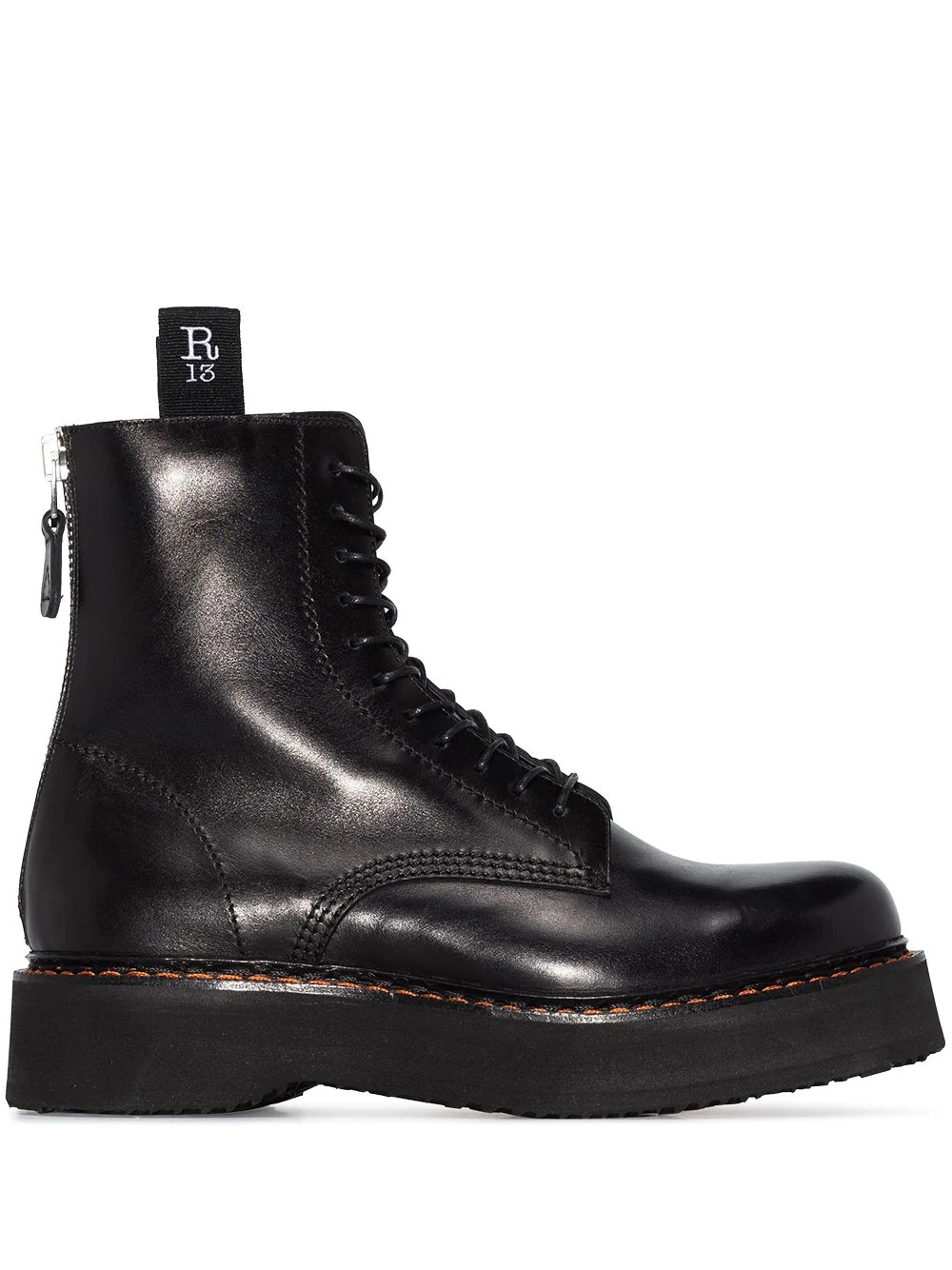 black Double Stack lace-up leather boots - 1