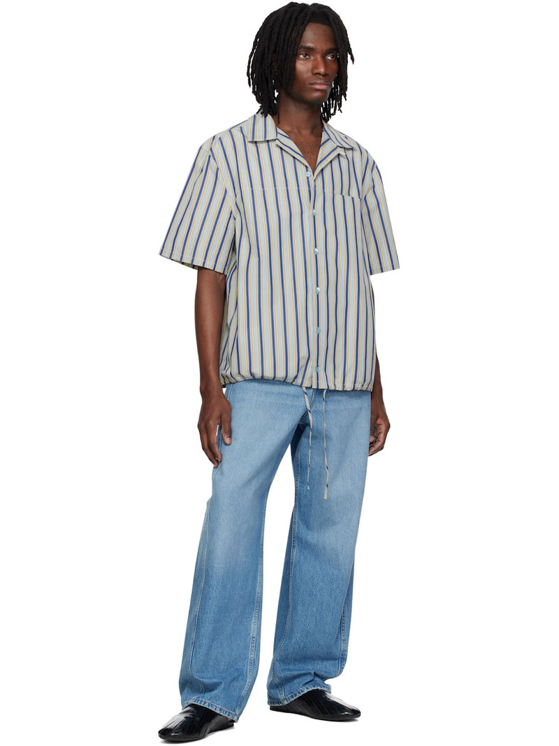 Marni Multicolor Striped Drawstring Hem Cotton Shirt outlook