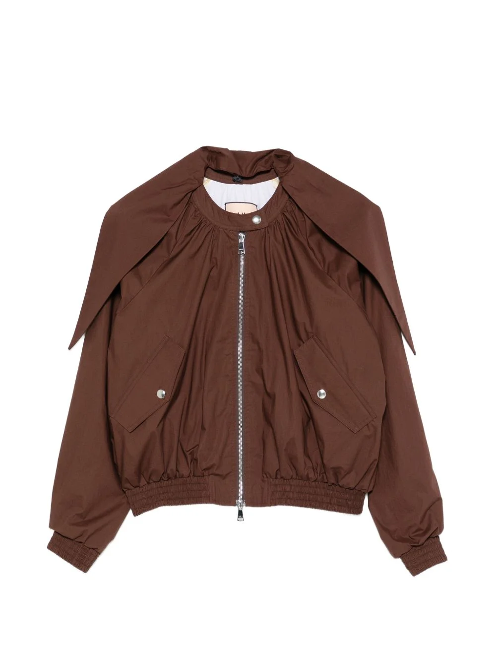 ruched-detail zip-up jacket - 1