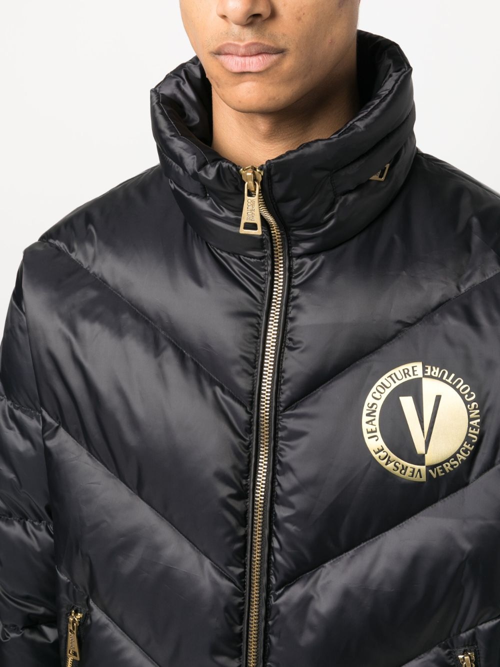 logo-patch padded jacket - 5