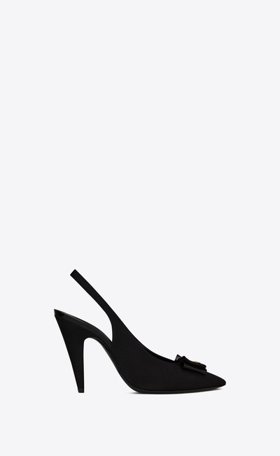 SAINT LAURENT anaïs slingback bow pumps in grosgrain canvas and patent leather outlook