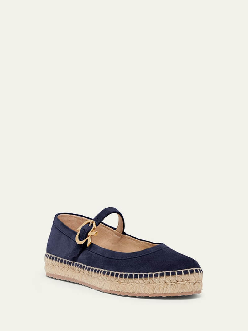 Suede Mary Jane Ballerina Espadrilles 3