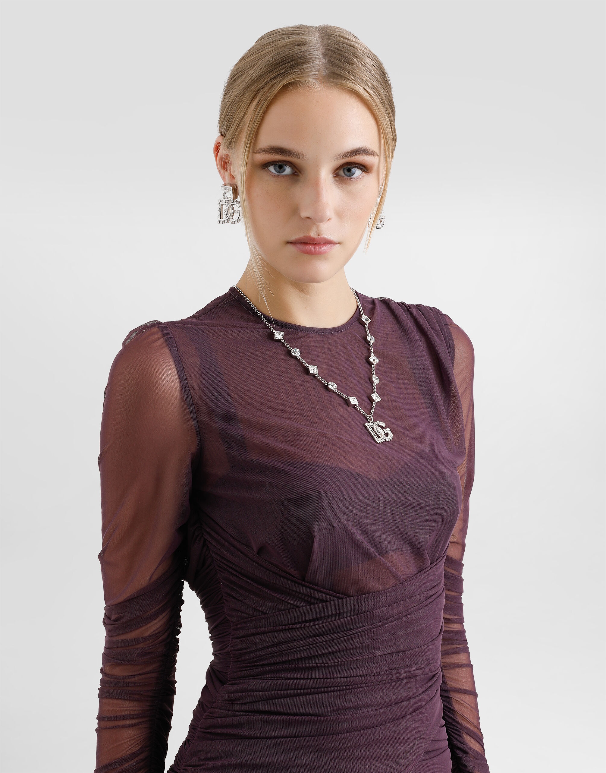 Short light tulle dress with draping - 4