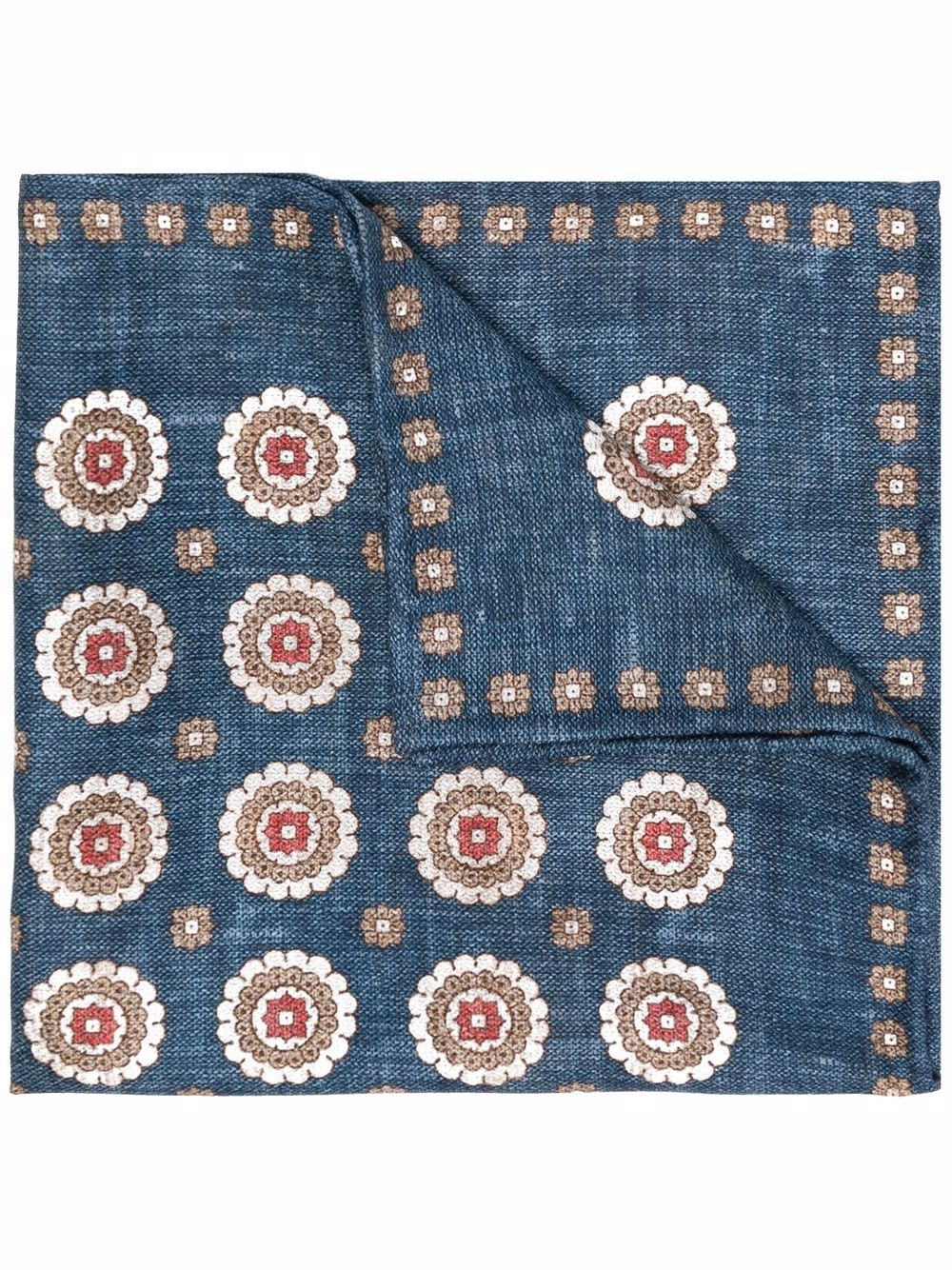 flower-print denim scarf - 1