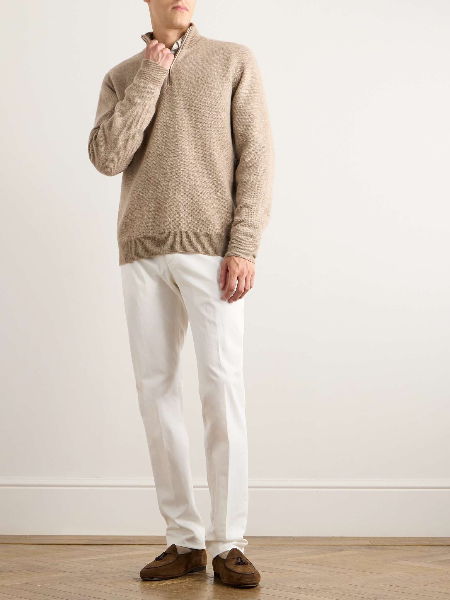 Birdseye Cashmere Half-Zip Sweater - 2