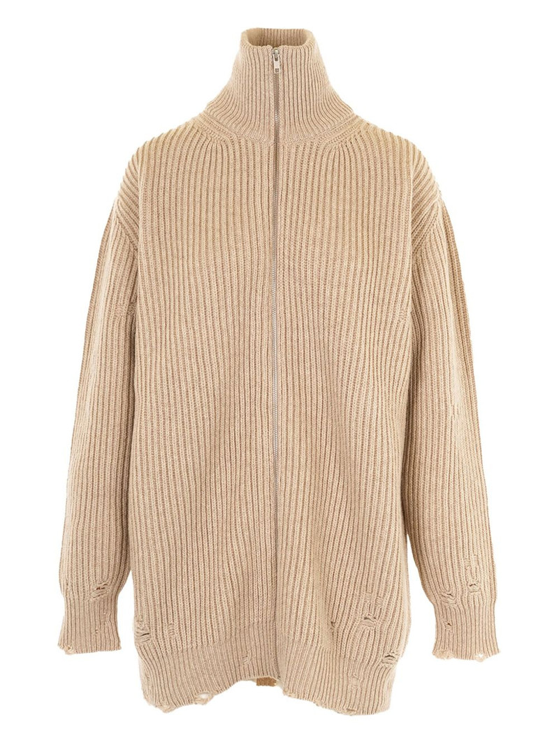 zip-up ribbed cardigan 1