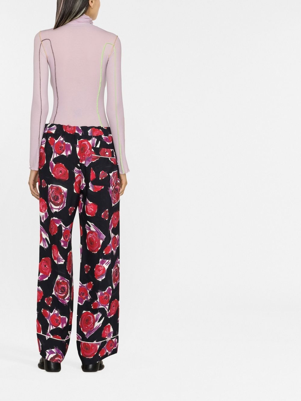 floral-print wide-leg trousers - 4