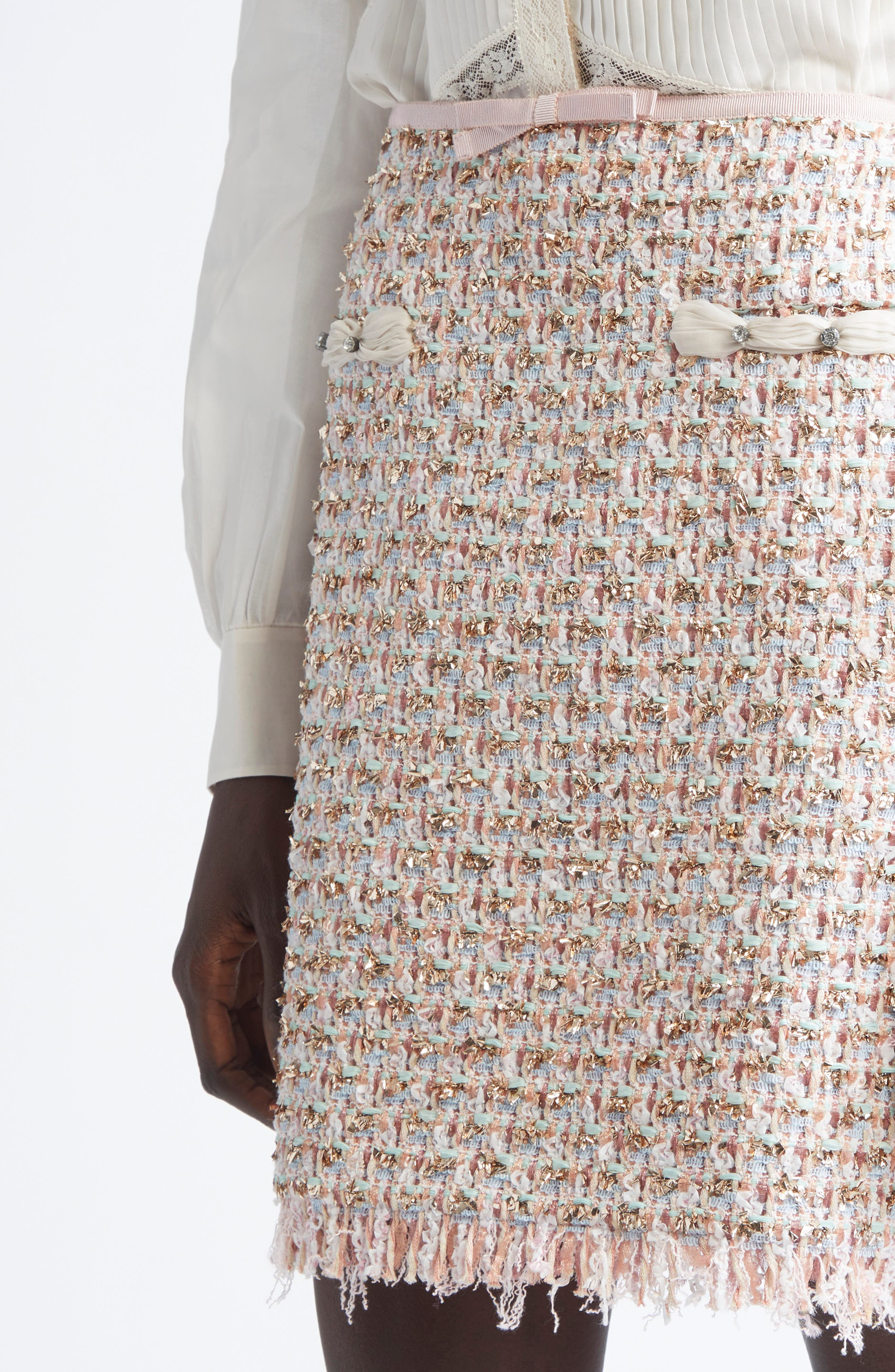 Valentino Garavani Crystal Embellished Ribbon Tweed Miniskirt in Multi at Nordstrom - 5