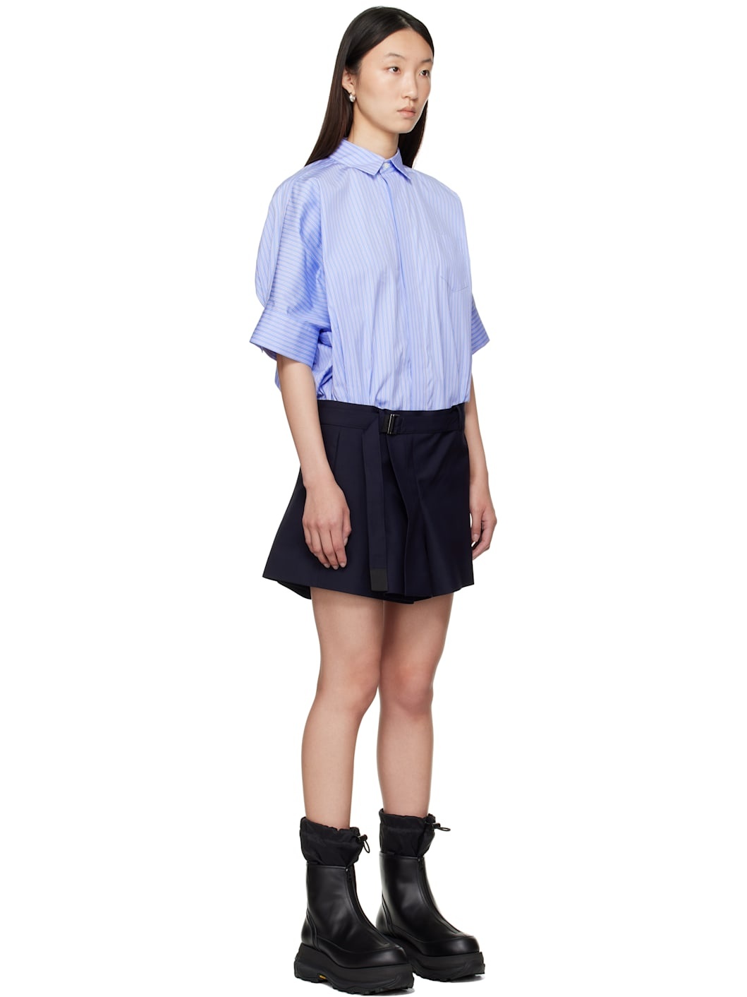 Blue Poplin & Suiting Minidress - 2