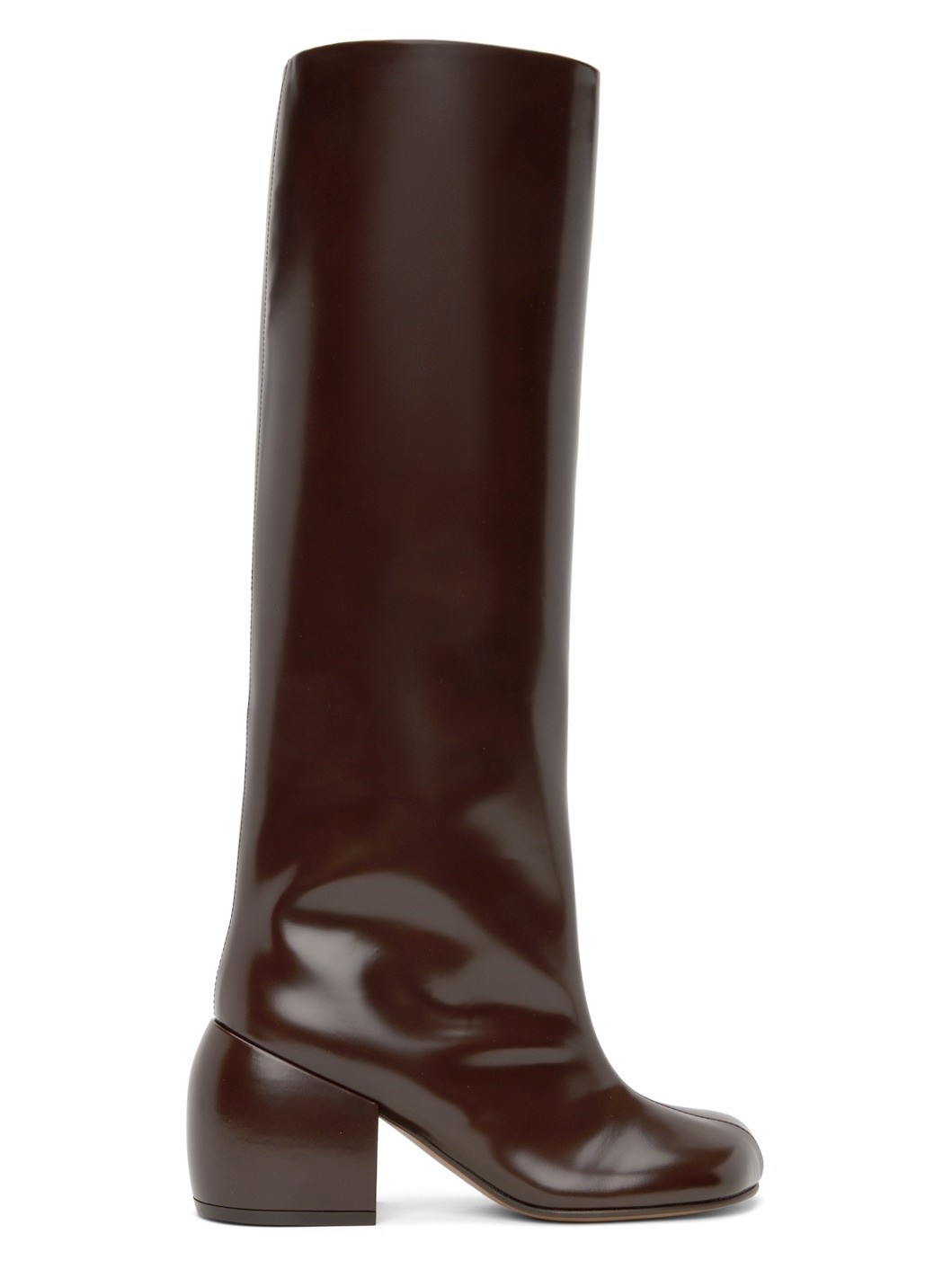 Dries Van Noten Brown Polished Tall Boots | REVERSIBLE