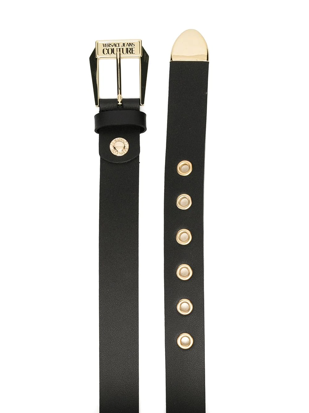 logo-buckle leather belt - 2