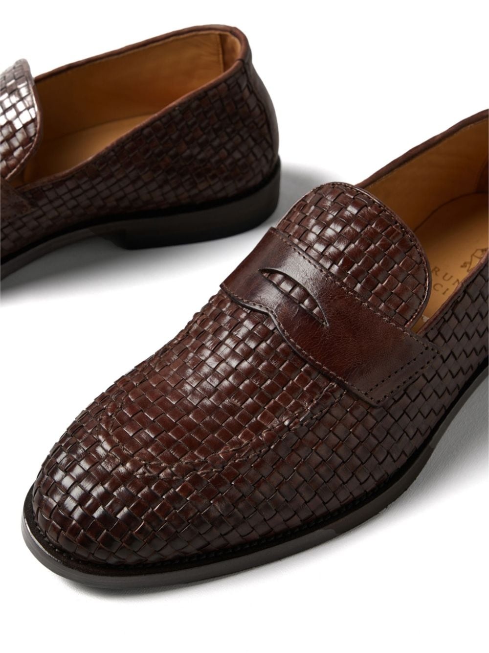 penny-slot woven leather loafers - 4