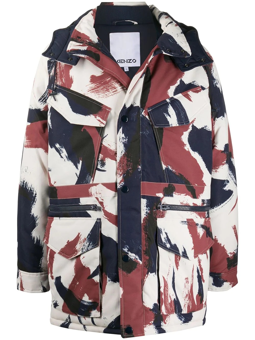 abstract-pattern hooded jacket - 1