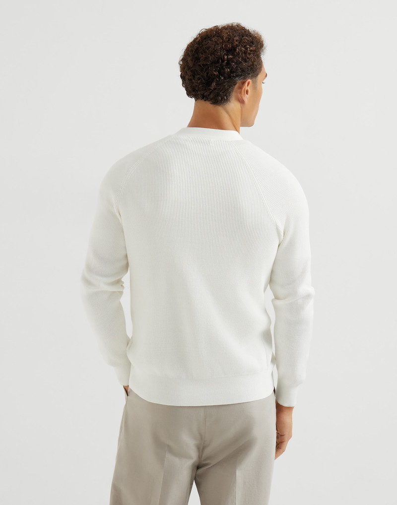 Brunello Cucinelli Cotton English rib cardigan with raglan sleeves outlook