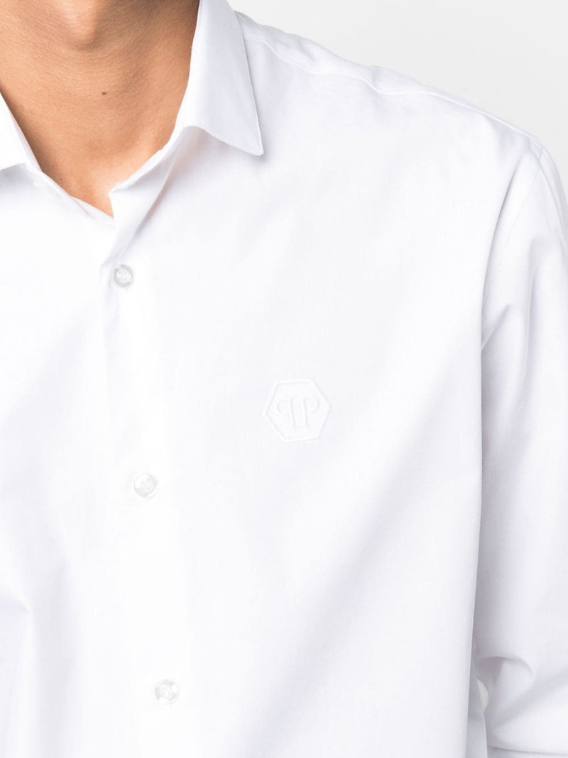 Hexagon embroidery dress shirt 5
