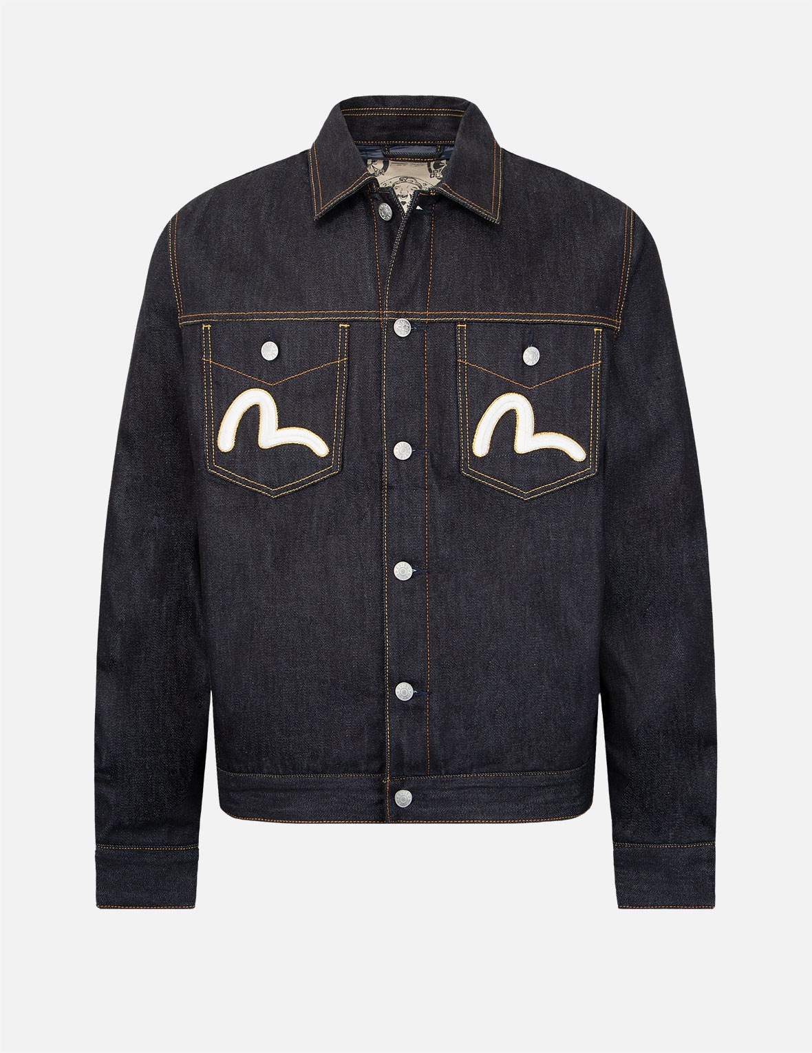 KOI-PATTERN KAMON AND LOGO EMBROIDERY DENIM JACKET - 2