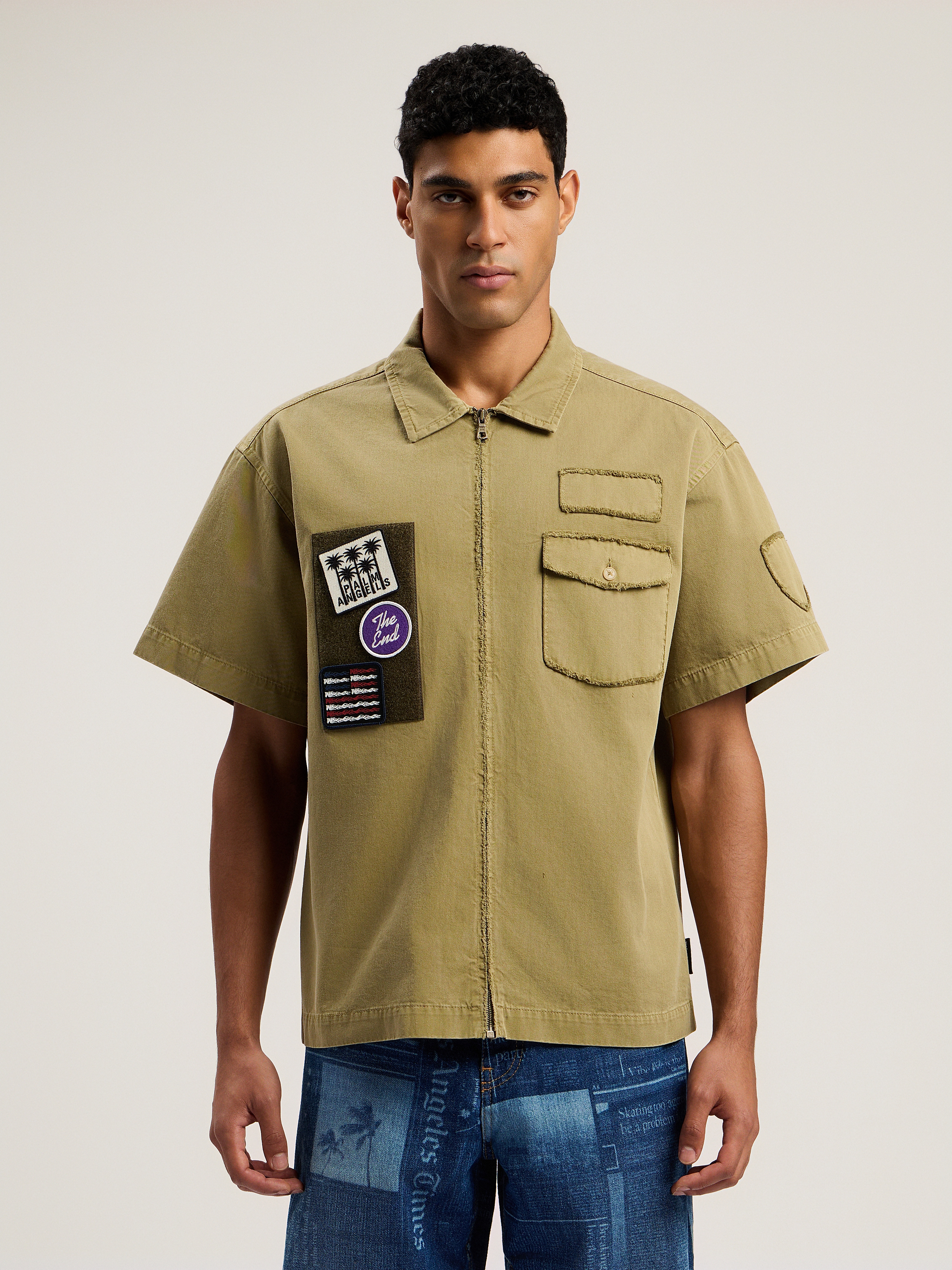 Military Patch Zipped Shirt - 3