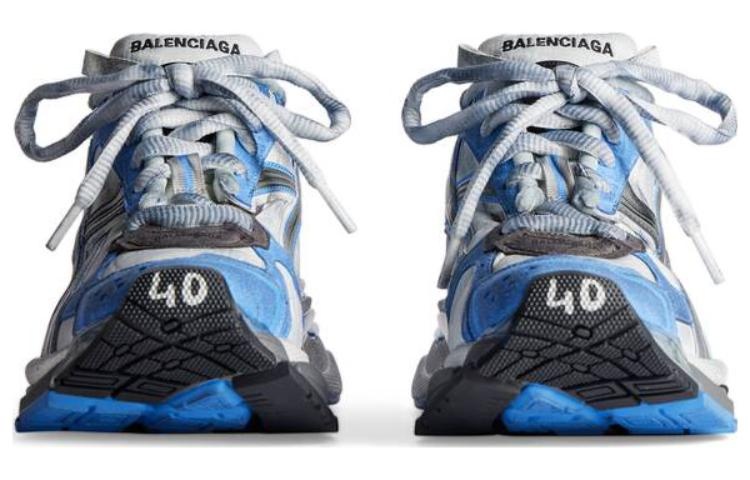 Balenciaga Runner Sneakers 'Blue and Grey Nylon and Suede Like Fabric' 772774-W3RNY4912 - 4