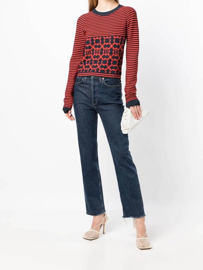 FERRAGAMO striped Gancini long-sleeve top outlook