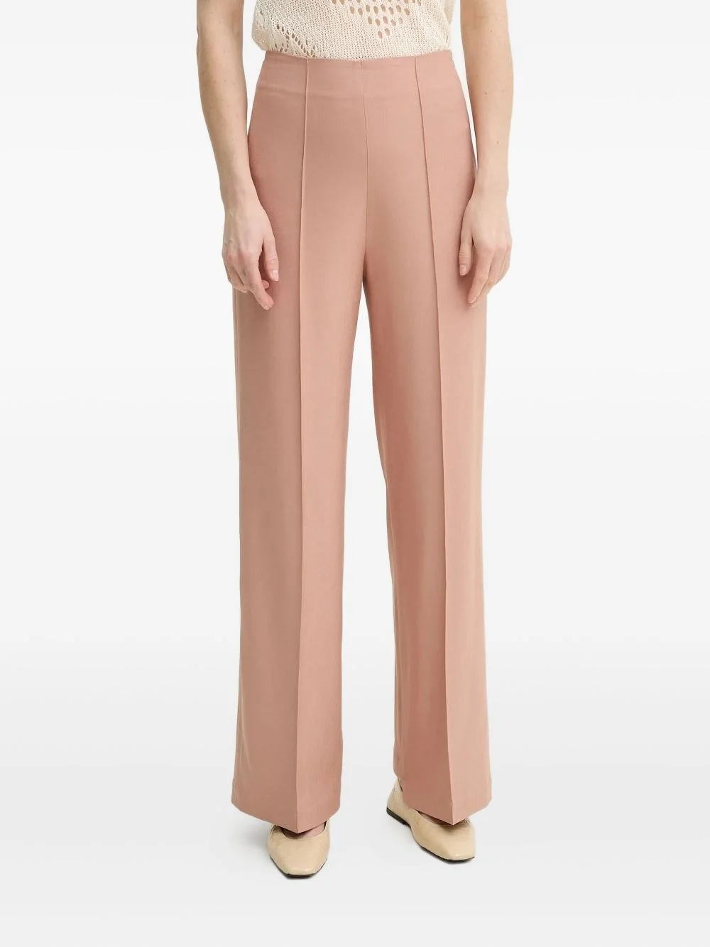 wrap-front split-hem trousers - 1