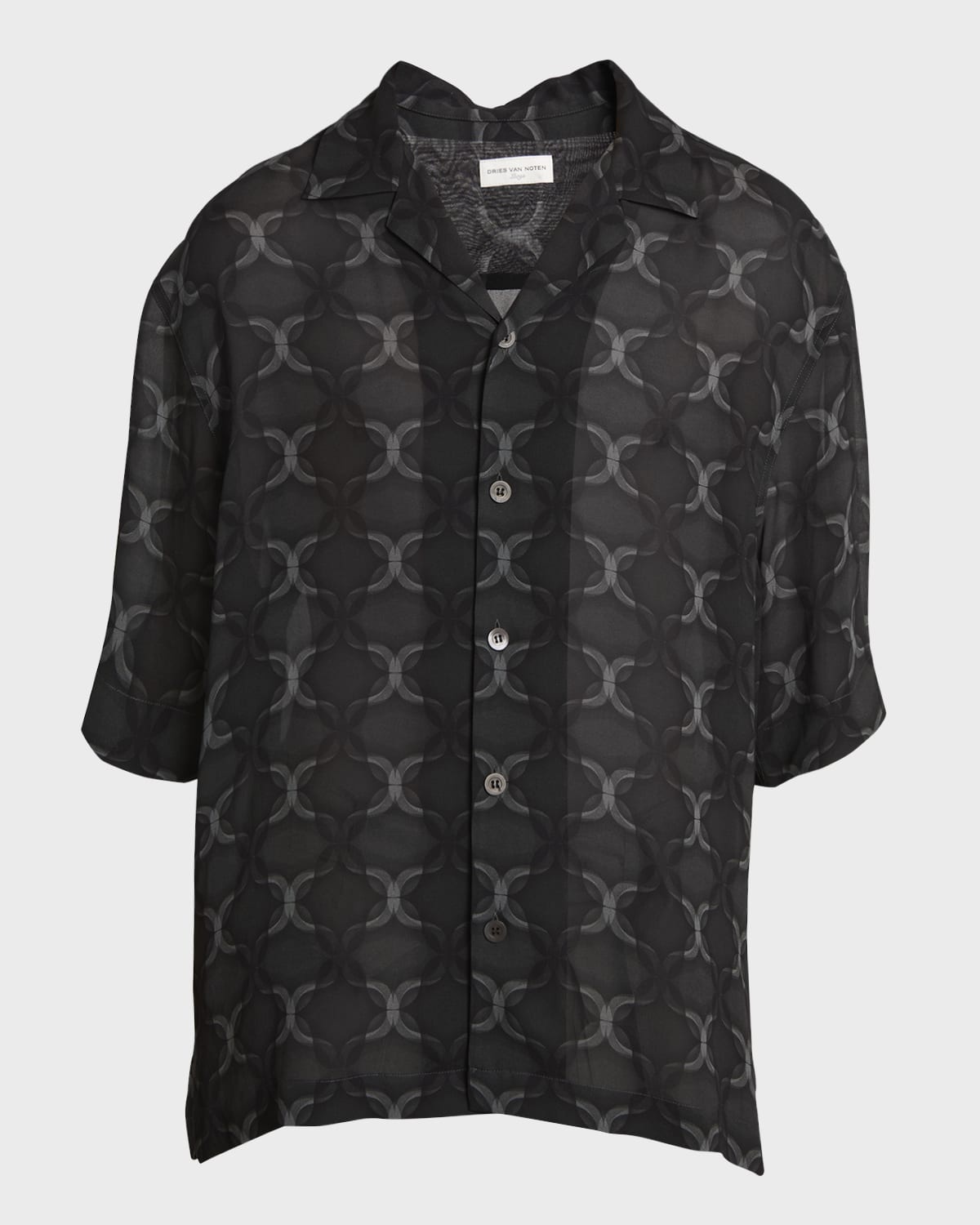 Men's Cassi Sheer Patterned Camp Shirt - 1