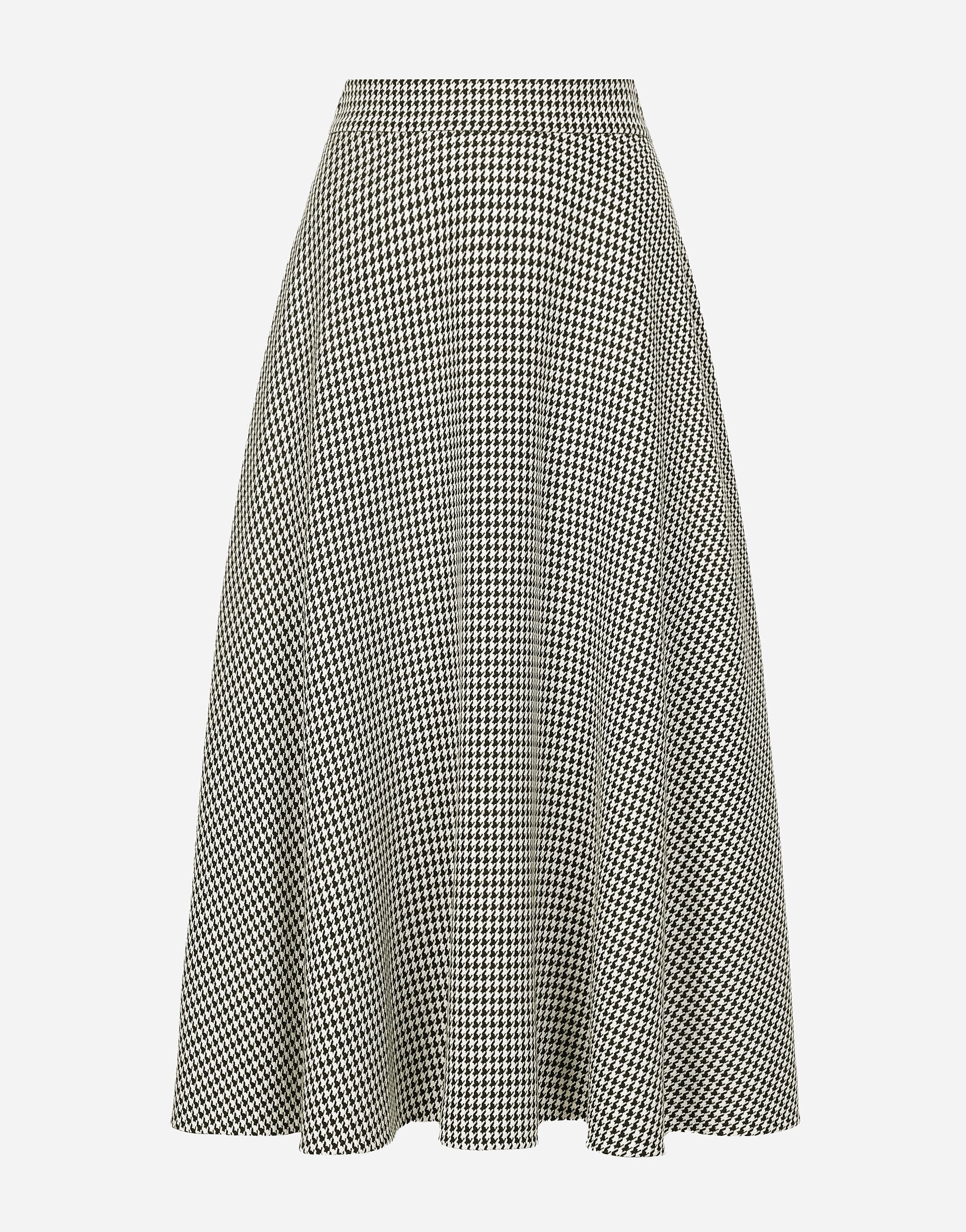 Calf-length wool houndstooth circle skirt - 1