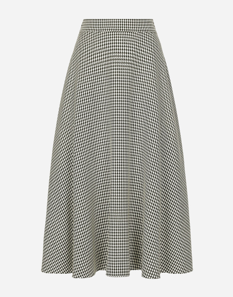 Calf-length wool houndstooth circle skirt 1