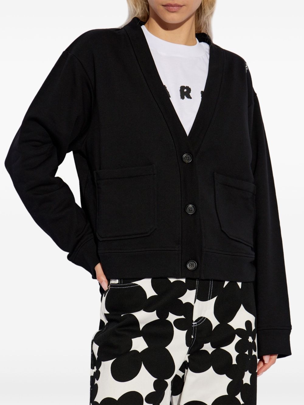 embroidered-logo cardigan - 3