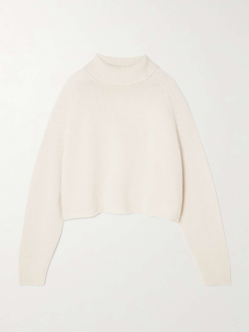 Cathie cropped cashmere turtleneck sweater Cream - 1