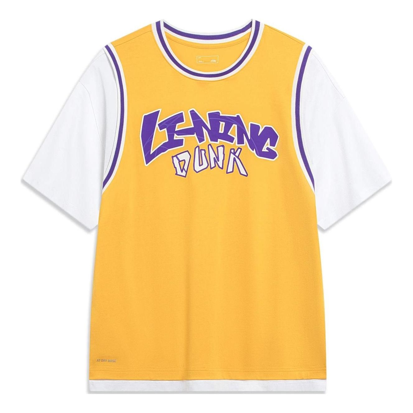 Li-Ning Hoops Graphic Faux Two Piece T-shirt 'Yellow Purple' AHST573-4 - 1