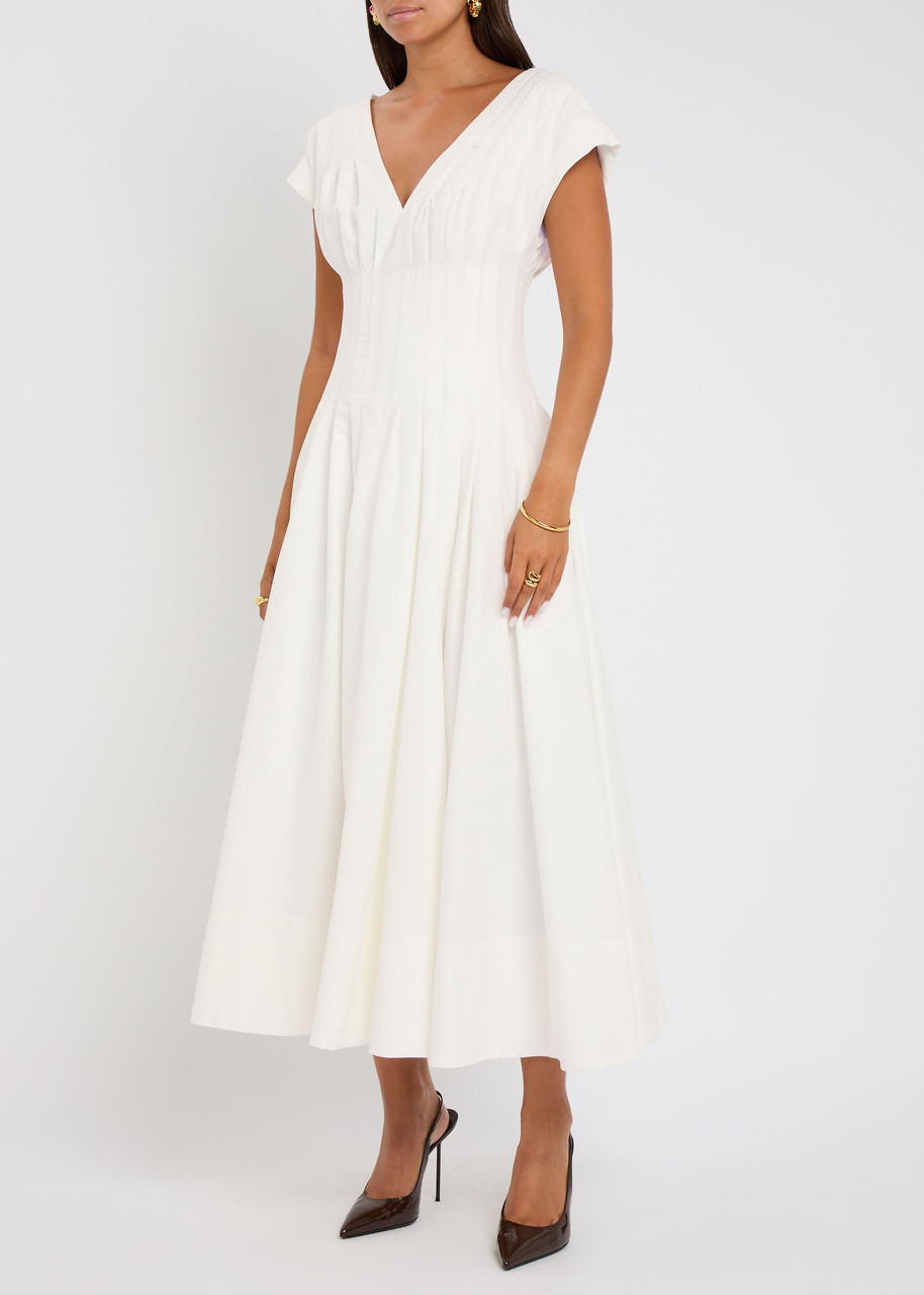 Simkhai Nina Pleated Cotton-blend Poplin Midi Dress - 2