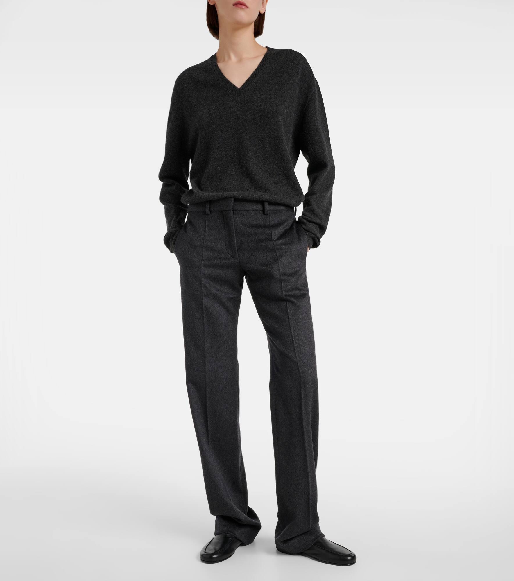 Selvie cashmere straight pants - 7