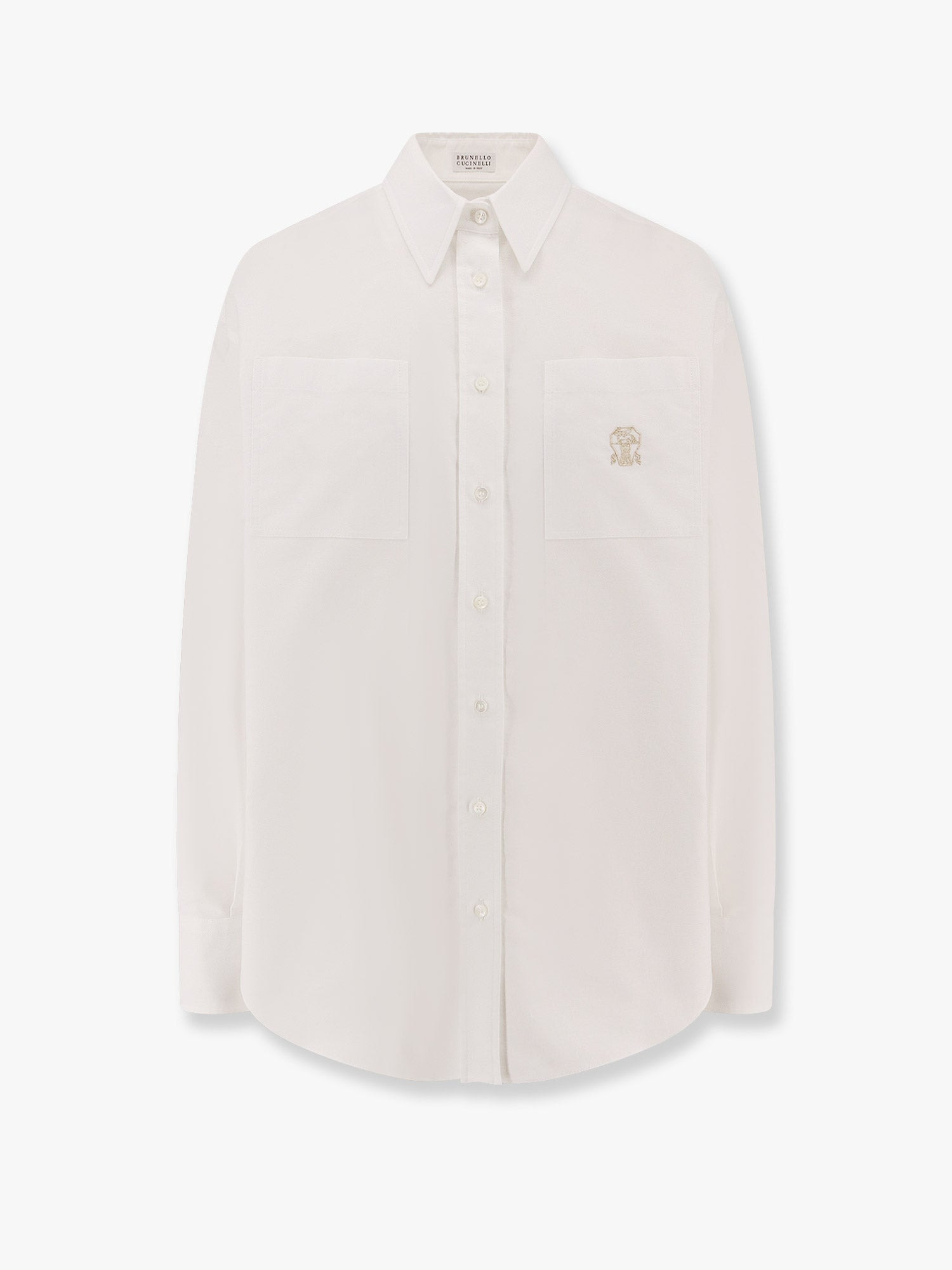 Brunello Cucinelli Cotton Shirt With Logo Embroidery - 1