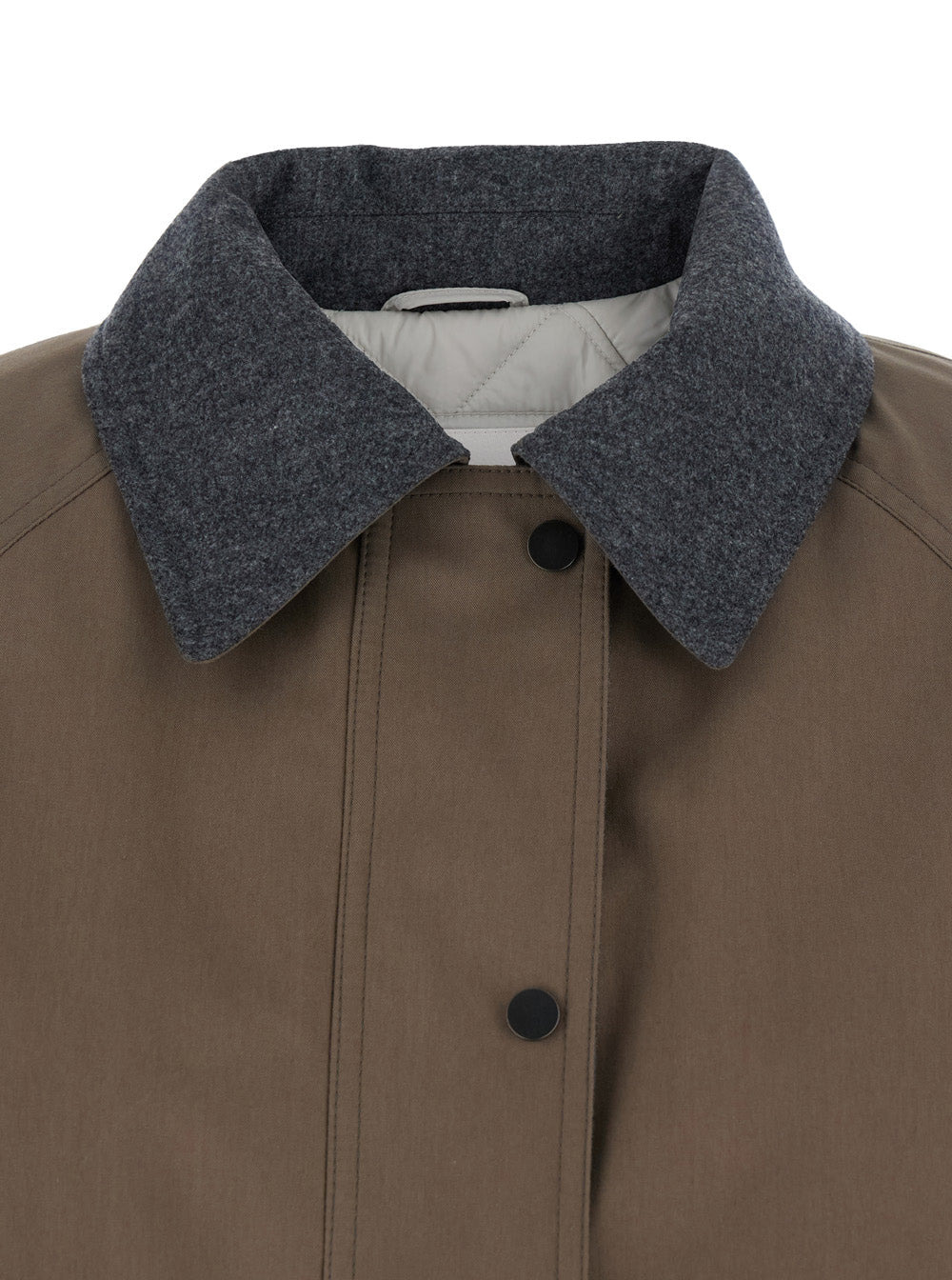 Brunello Cucinelli Women Grey Jacket With Classic Collar With Snap Buttons In Cotton Blend Woman - 4