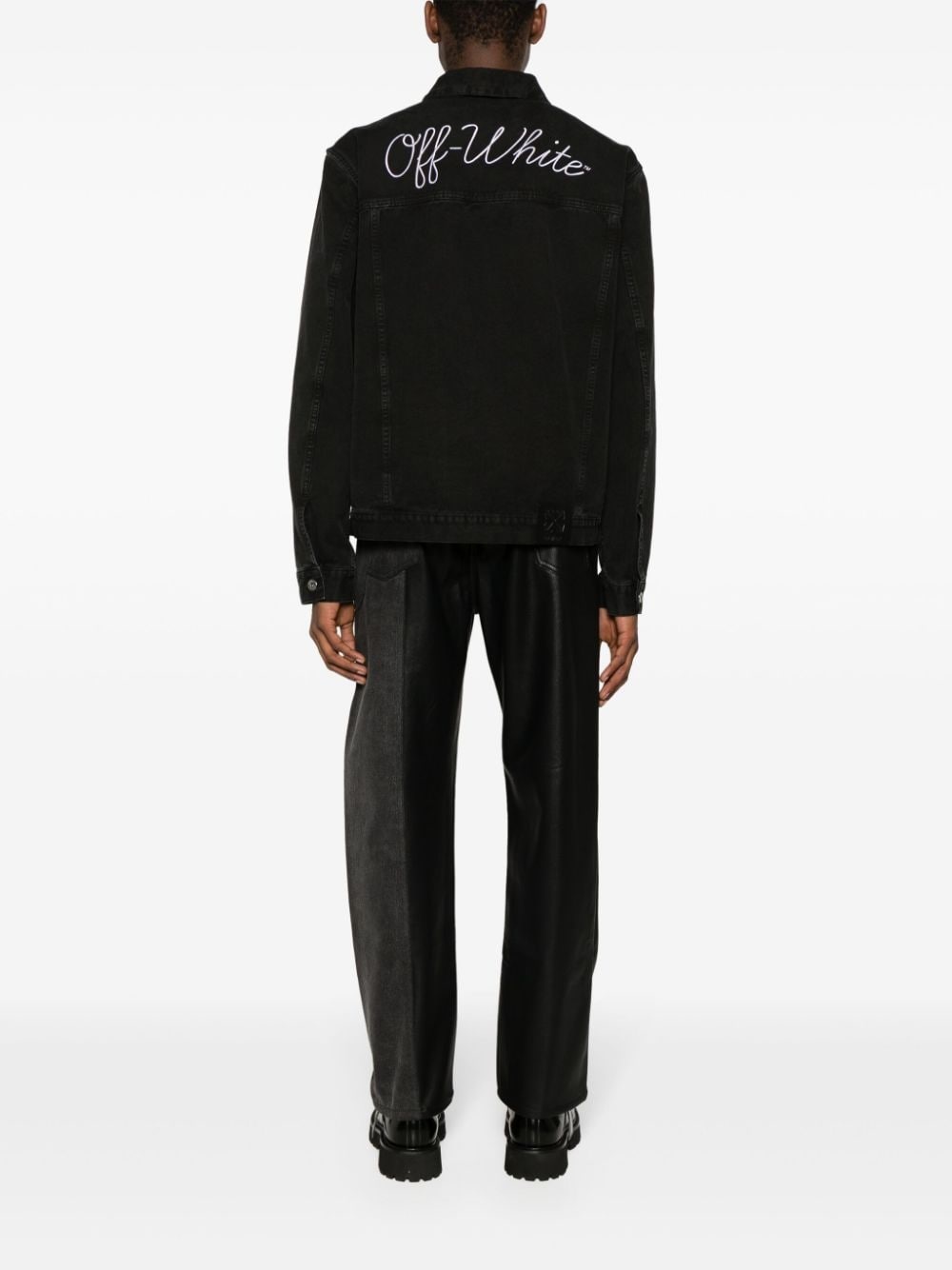 logo-embroidered denim jacket - 2