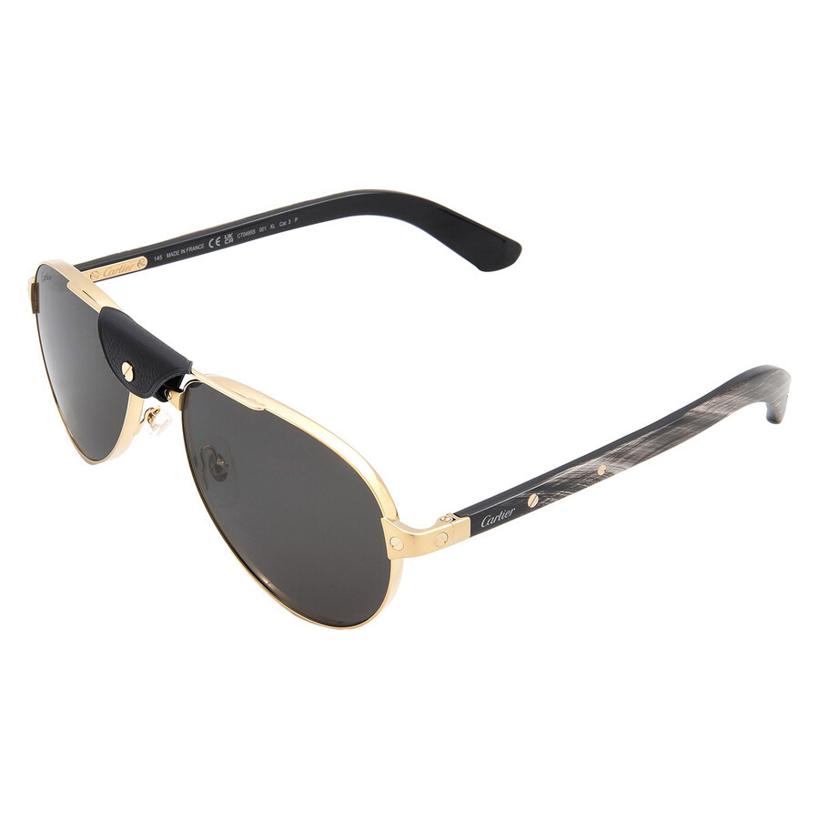 Cartier Santos de Cartier Polarized Smoke Pilot Men's Sunglasses CT0495S 001 59 - 4