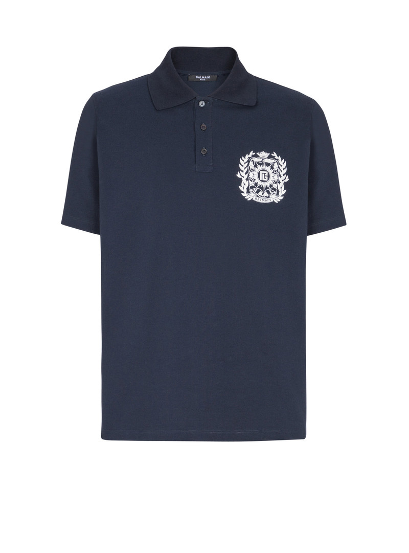 Cotton polo shirt with Écusson print 1