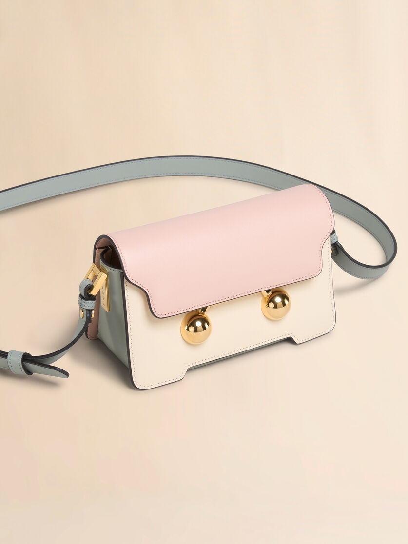 LIGHT PINK, WHITE AND GREY LEATHER TRUNKAROO MINI SHOULDER BAG - 4