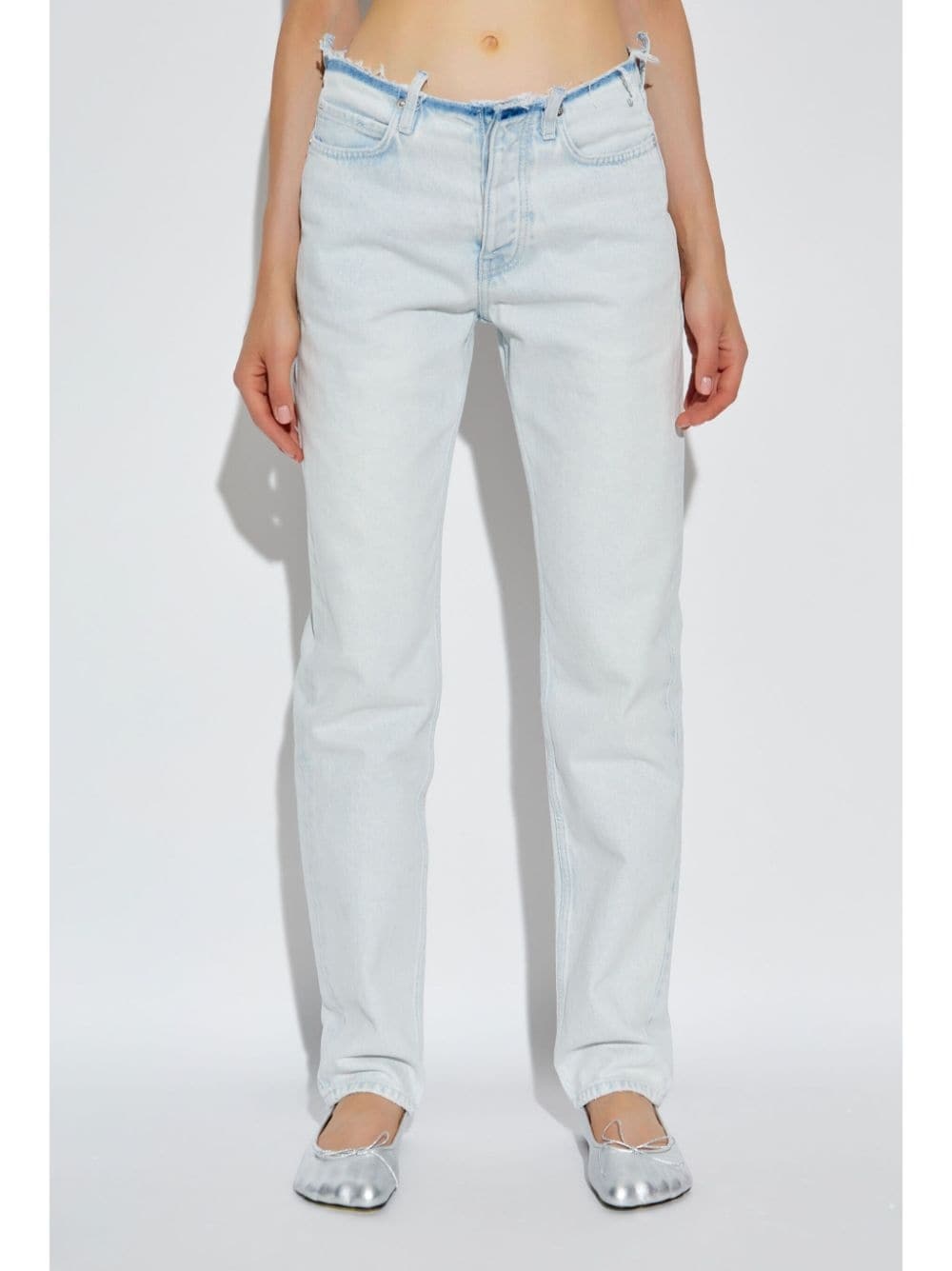distressed contrasting trim jeans - 3