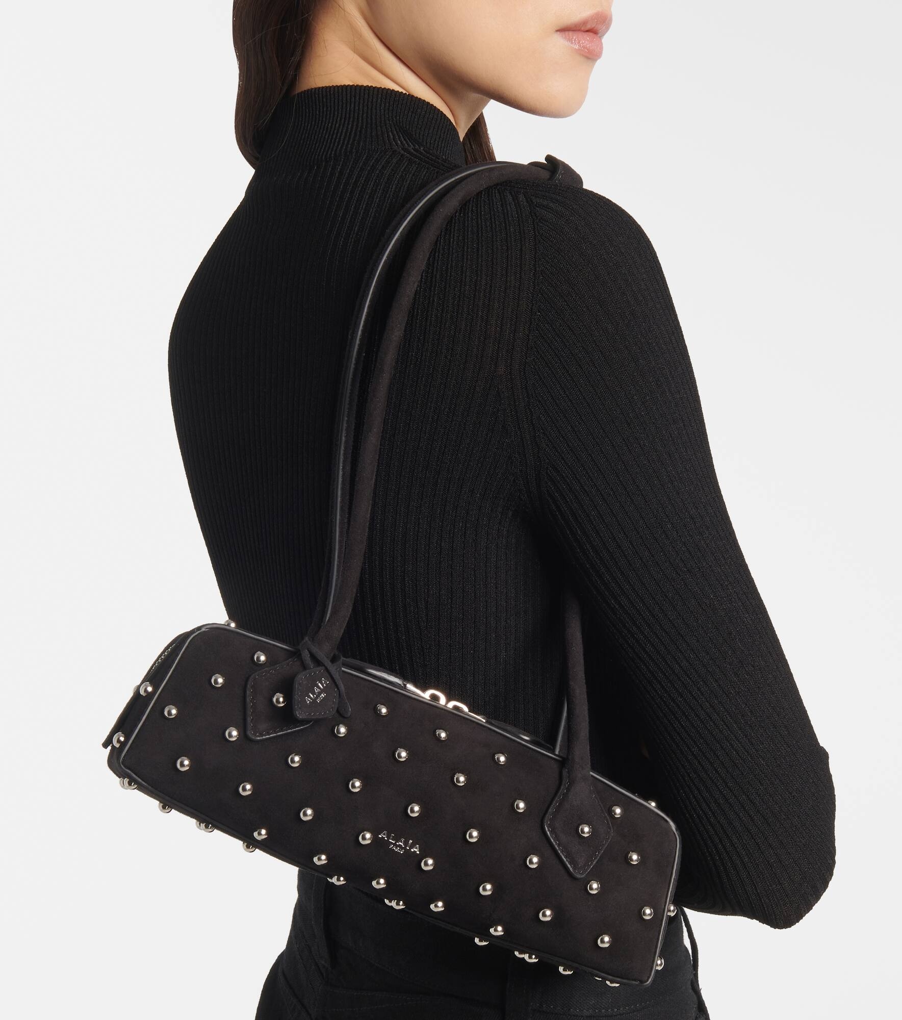 Le Teckel Small studded suede shoulder bag - 2