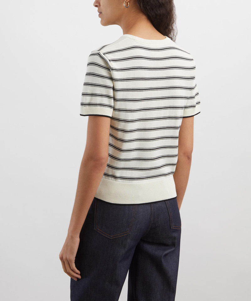 Short-Sleeve Striped Knit Top 4