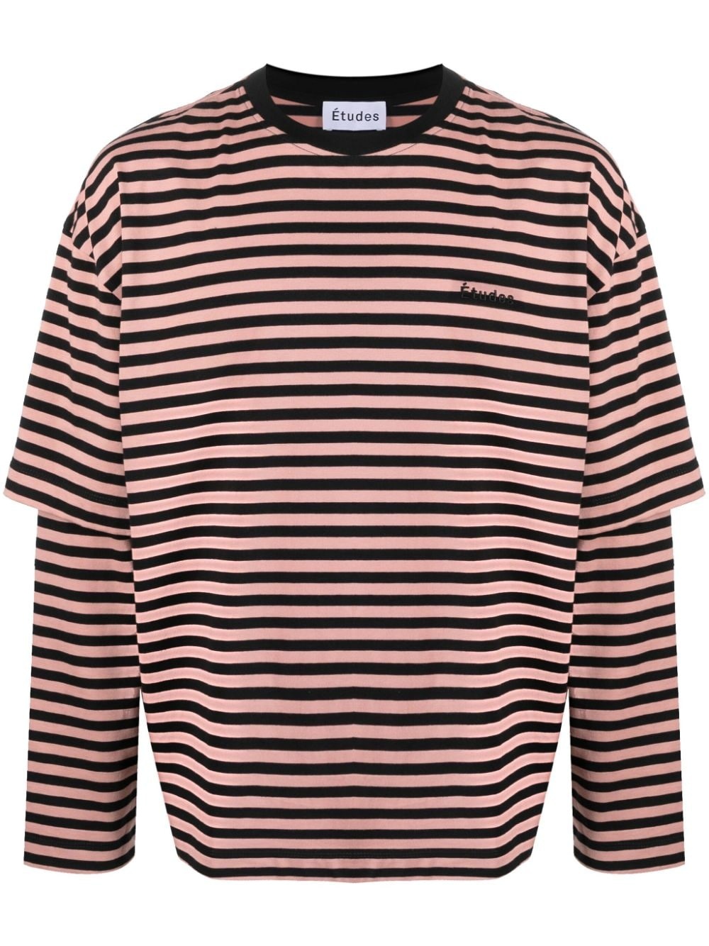 stripe-patterned double-sleeve T-shirt - 1