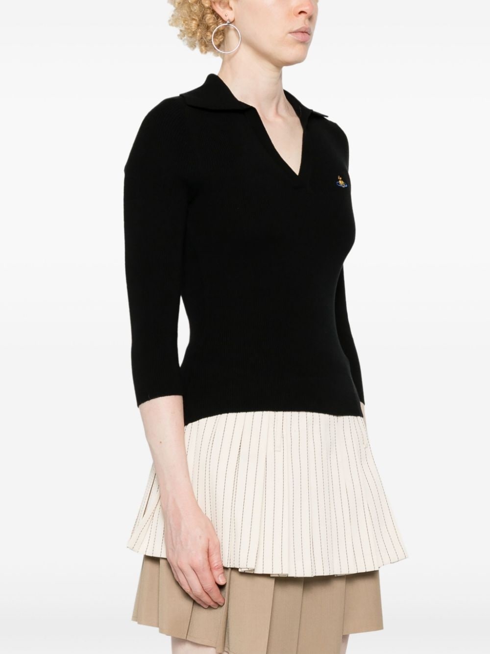 Orb-embroidered polo jumper - 3