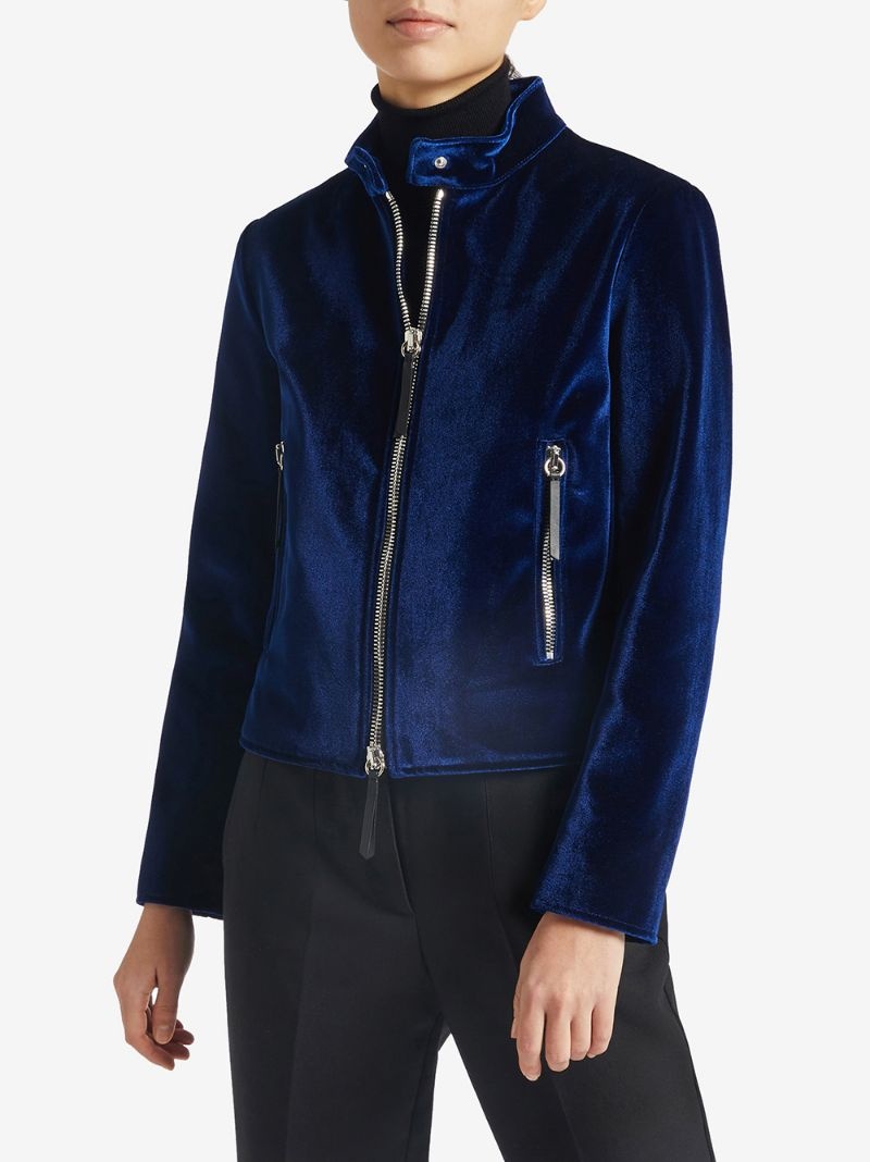 velvet zip-up jacket - 3