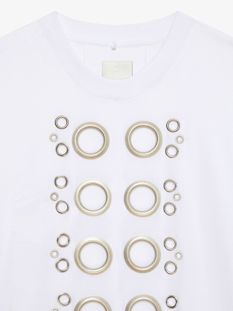WIDE FIT T-SHIRT IN COTTON WITH EYELET DETAILS 5