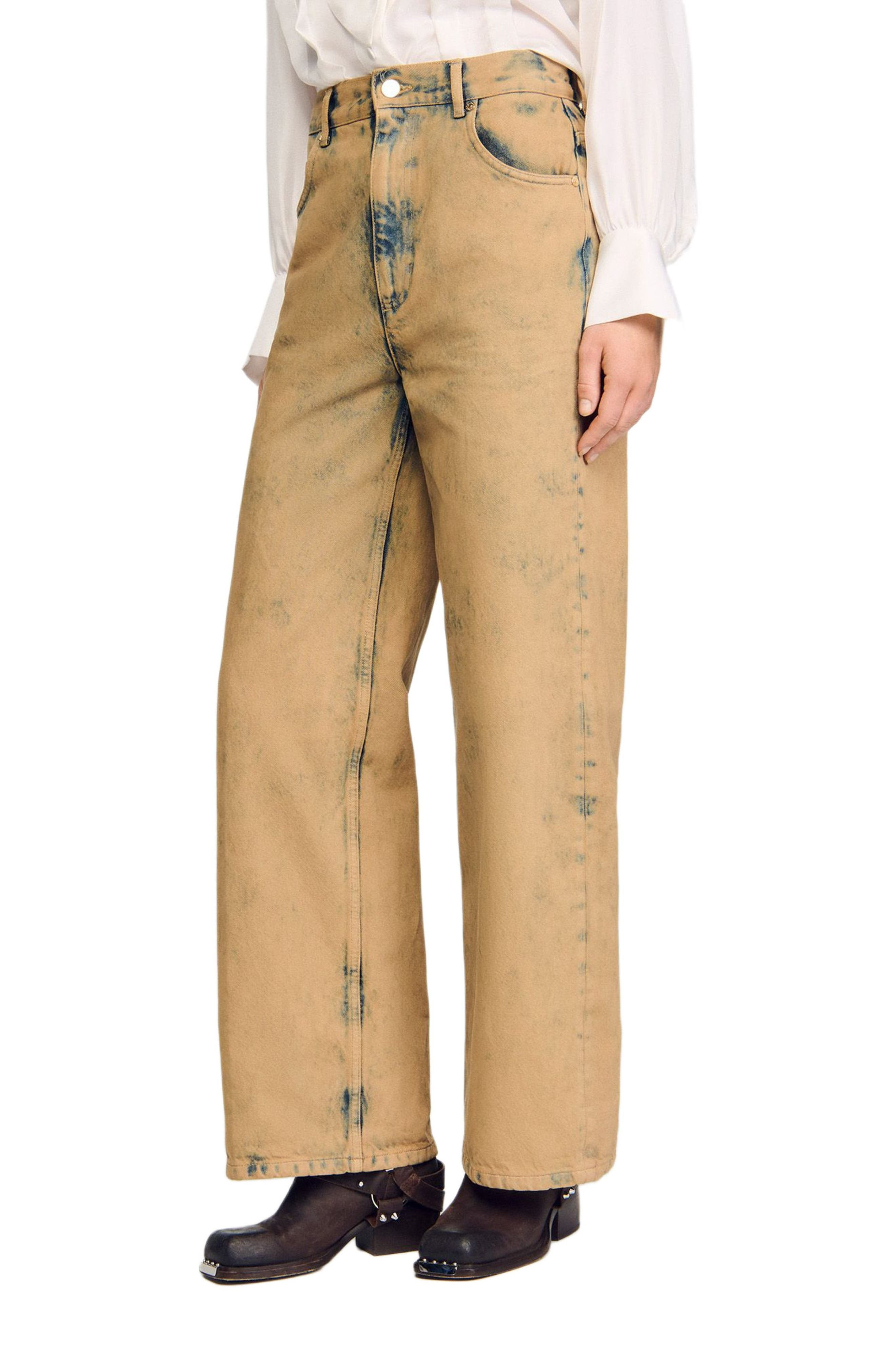 SANDRO Faded wide-leg jeans in Beige at Nordstrom - 4