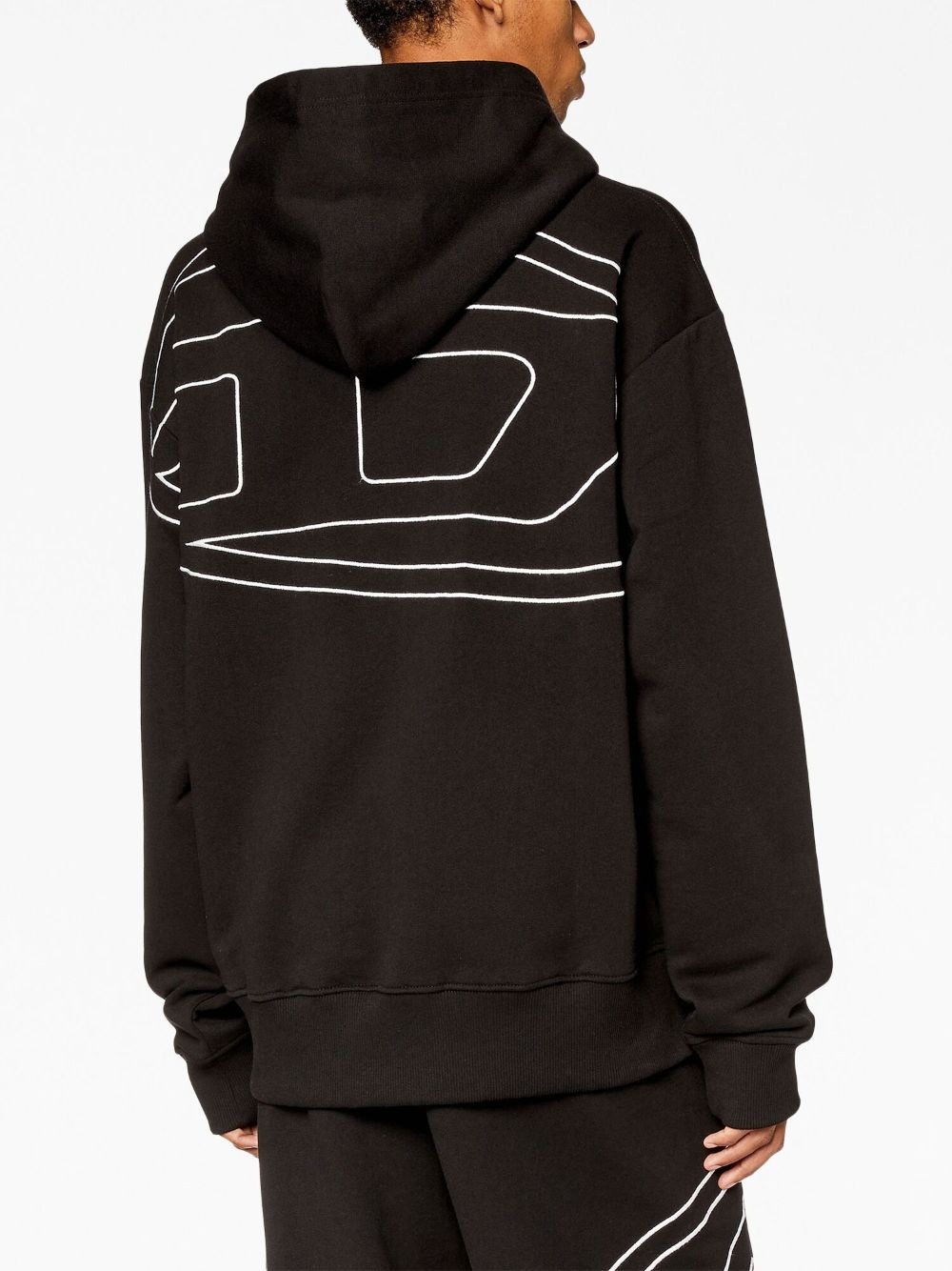 embroidered-logo cotton hoodie - 4